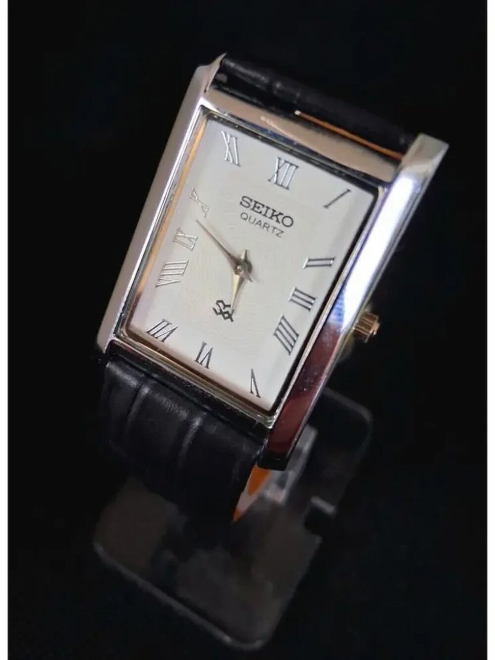 Men's Vintage Seiko Tank Leather Wrist Watch RARE